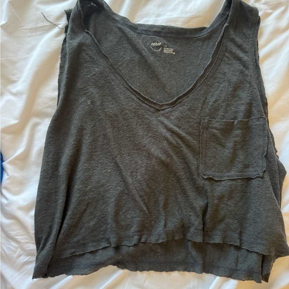 Aerie Charcoal V-Neck Tank Top